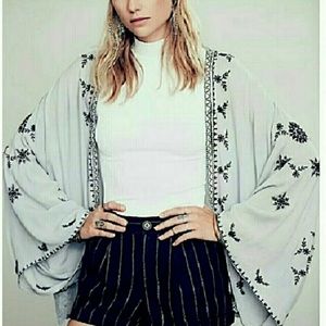 Free People Embroidered Lace Kimono